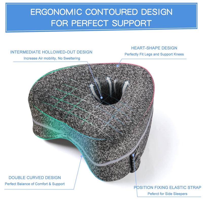 BEAUTRIP Leg Pillow | Ergonomic Side Sleeping Pillows | Memory Foam Knee Pillow with Strap for Side Sleeper | Leg Support Cushion with Removable and Washable Cover - Image 5